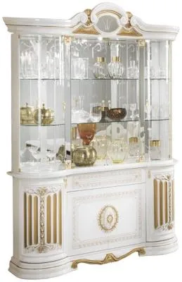 Betty 4 Door Display Cabinet - White, Gold