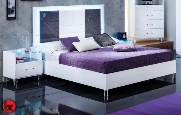 Cristal 1 Drawer Bedside Cabinet - Grey, Marble