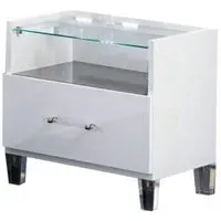 Cristal 1 Drawer Bedside Cabinet - Grey, Marble