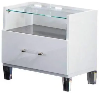 Cristal 1 Drawer Bedside Cabinet - Grey, Marble image