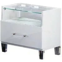 Cristal 1 Drawer Bedside Cabinet - White, Marble
