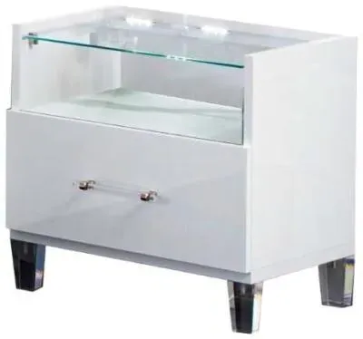 Cristal 1 Drawer Bedside Cabinet - White, Marble