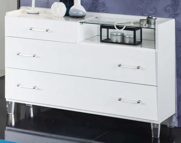 Cristal 3 Drawer Dresser - White, Marble