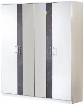 Cristal 4 Door Wardrobe with Mirrors - Grey Marble image