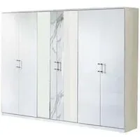 Cristal 6 Door Wardrobe with Mirrors - White