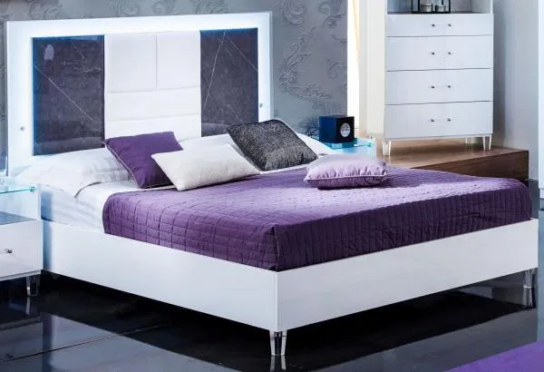 Cristal Bed Frame - Grey, Marble