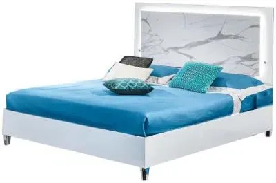 Cristal Bed Frame - White, Marble