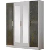 Dalia 4 Door Wardrobe with Mirrors - Grey