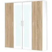 Dalia 4 Door Wardrobe with Mirrors - Light Oak