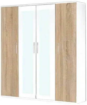 Dalia 4 Door Wardrobe with Mirrors - Light Oak