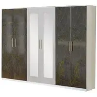 Dalia 6 Door Wardrobe with Mirrors - Grey