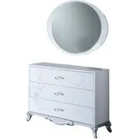 Daniela 3 Drawer Dresser with Mirror - White