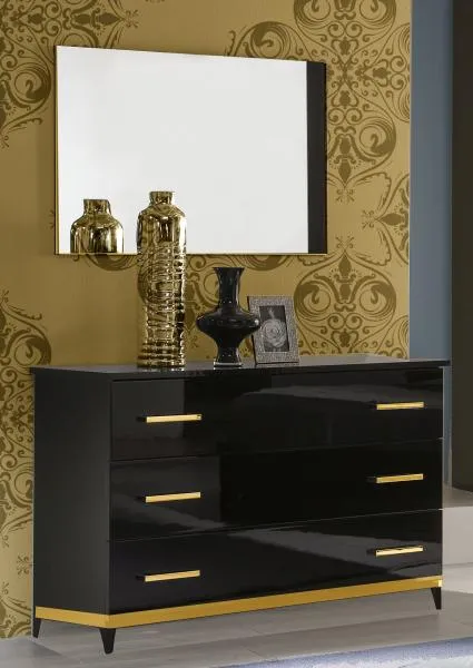 Elegance Italian 3 Drawer Dresser - Black