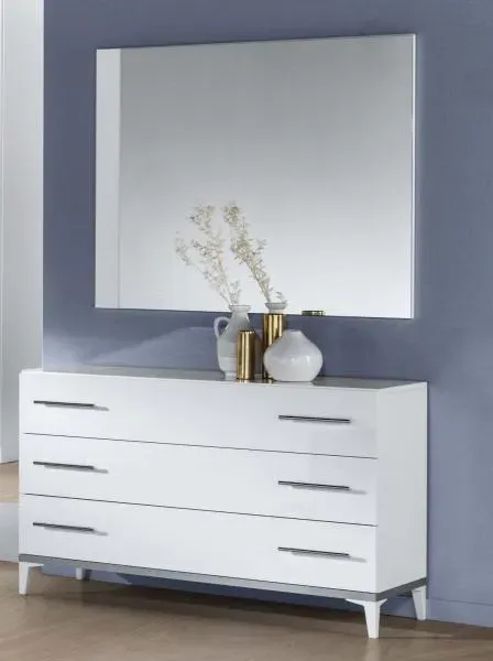 Elegance Italian 3 Drawer Dresser with Mirror - White