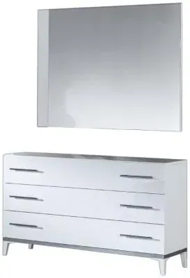 Elegance Italian 3 Drawer Dresser with Mirror - White
