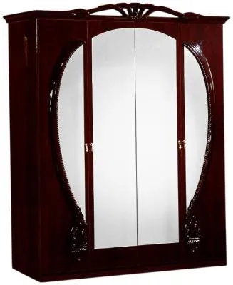 Giada 4 Door Wardrobe with Mirrors - Mahogany