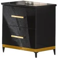 Italian 2 Drawer Bedside Cabinet - Black