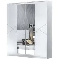 Italian 4 Door Wardrobe with Mirrors - White