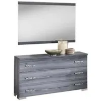 Nicole 3 Drawer Dresser with Mirror - Grey