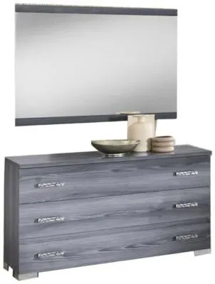 Nicole 3 Drawer Dresser with Mirror - Grey