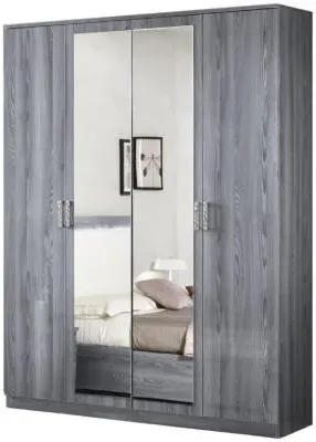 Nicole 4 Door Wardrobe with Mirrors - Grey