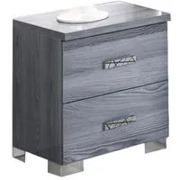 Nicole Italian 2 Drawer Bedside Cabinet - Grey