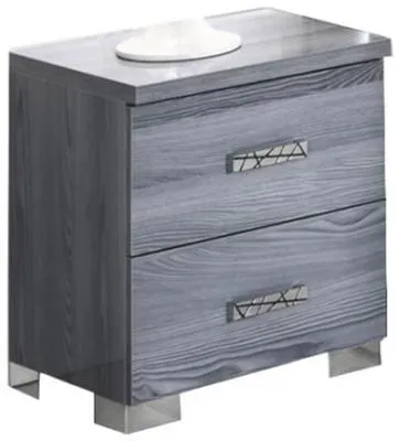 Nicole Italian 2 Drawer Bedside Cabinet - Grey image