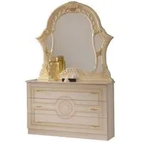 Sara Italian 3 Drawer Dresser with Mirror - Beige