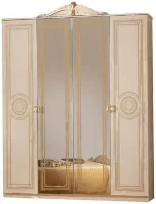 Sara Italian 4 Door Wardrobe with Mirrors - Beige image