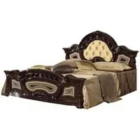 Sara King Size Upholstered Headboard Bed - Mahogany