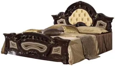 Sara King Size Upholstered Headboard Bed - Mahogany