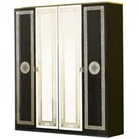 Serena 4 Door Wardrobe with Mirrors - Black