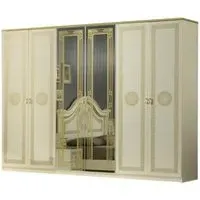 Serena 6 Door Wardrobe with Mirrors - Beige