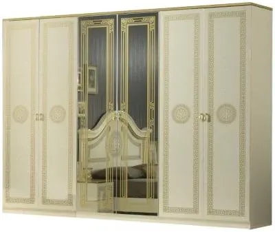 Serena 6 Door Wardrobe with Mirrors - Beige image