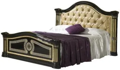 Serena Italian Upholstered Headboard Bed - Black