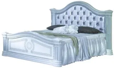 Serena Italian Upholstered Headboard Bed - White