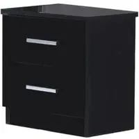 Simona 2 Drawer Bedside Cabinet - Black