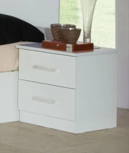 Simona 2 Drawer Bedside Cabinet - White