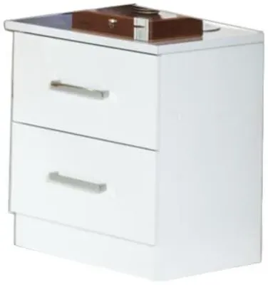 Simona 2 Drawer Bedside Cabinet - White