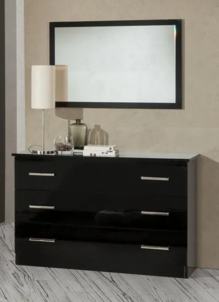 Simona Italian 3 Drawer Dresser - Black