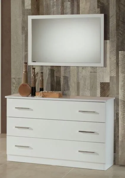 Simona Italian 3 Drawer Dresser - White