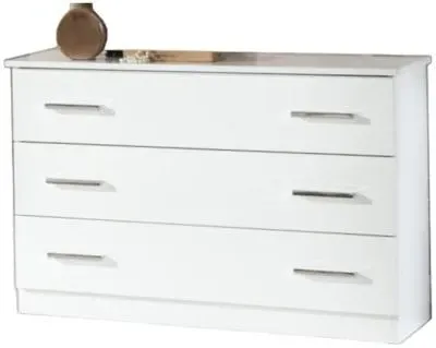 Simona Italian 3 Drawer Dresser - White