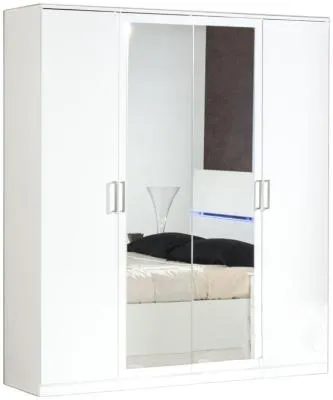 Simona Italian 4 Door Wardrobe with Mirrors - White