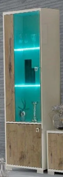 Stella Italian 1 Door Display Cabinet - Oak