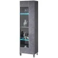 Vittoria Italian 1 Door Display Cabinet - Dark Grey