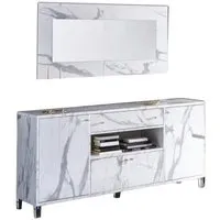 Vittoria Italian 4 Door Sideboard with Mirror - White