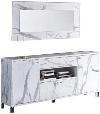 Vittoria Italian 4 Door Sideboard with Mirror - White