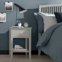 Ashby 1 Drawer Bedside Cabinet - Soft Grey, Beech