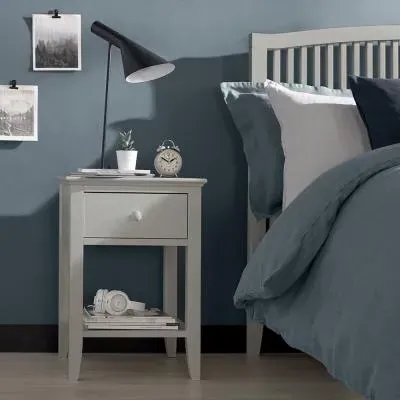 Ashby 1 Drawer Bedside Cabinet - Soft Grey, Beech image