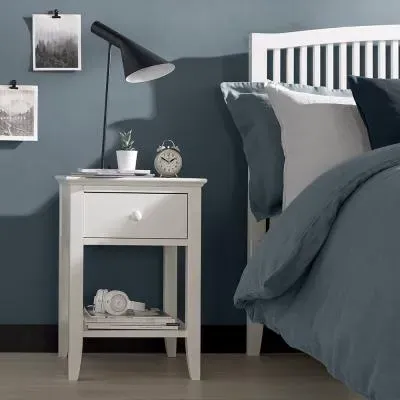 Ashby 1 Drawer Bedside Cabinet - White, Beech
